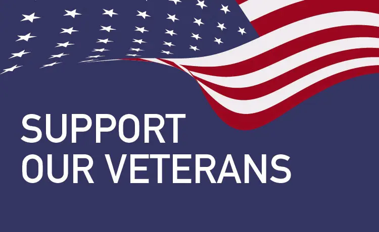 A picture of the words support for veterans.